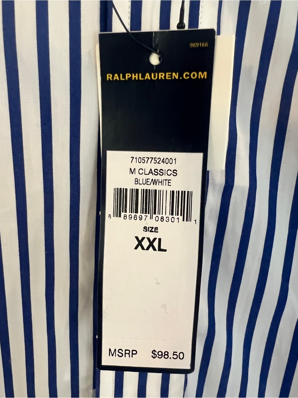 Ralph Lauren 100% Cotton Navy & White Stripe Button-Down Dress Casual Shirt-XXL - Picture 7 of 8